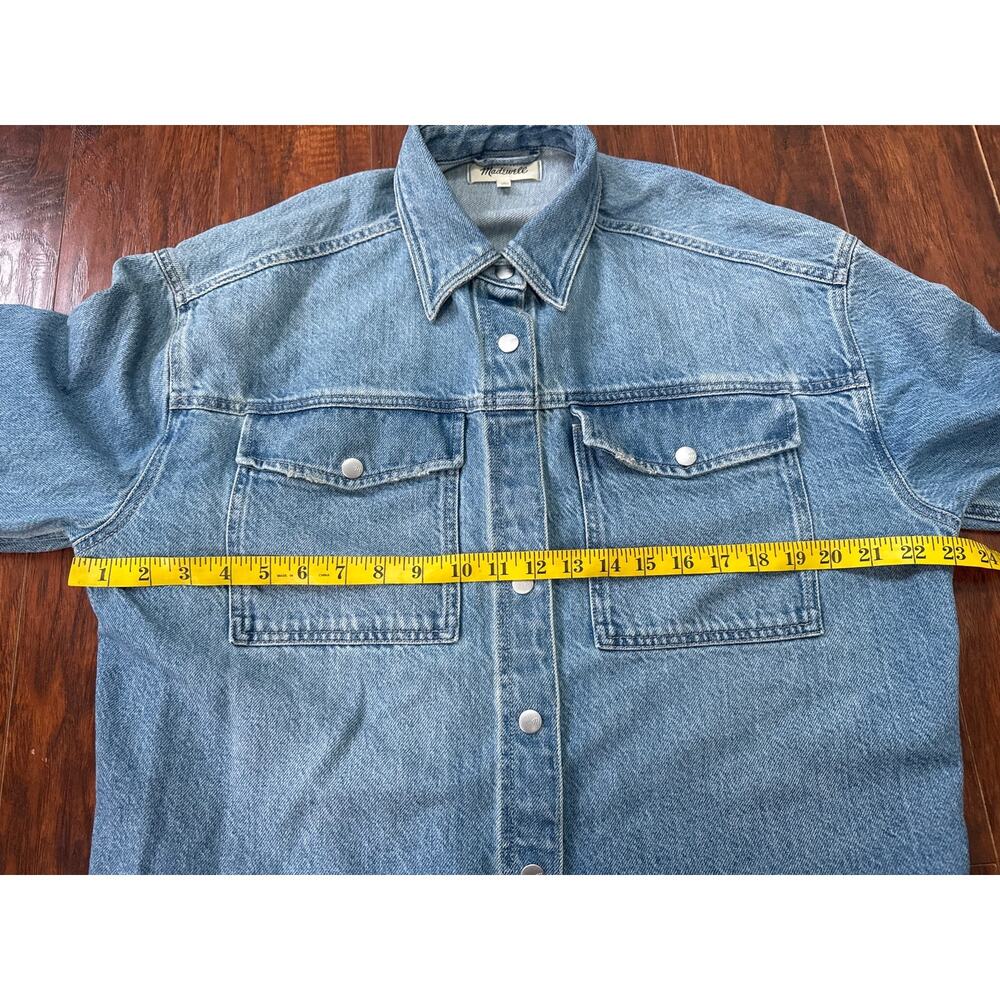 Madewell Denim Boxy Shirt Jacket Maspeth Wash Size Large NU401 - Picture 11 of 13